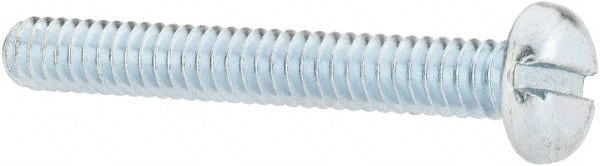 Value Collection - #10-24 UNC, 1-1/2" Length Under Head Slotted Drive Machine Screw - Pan Head, Grade J82 Steel, Zinc-Plated Finish, Without Washer - Exact Tooling