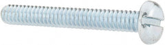 Value Collection - #10-24 UNC, 1-1/2" Length Under Head Slotted Drive Machine Screw - Pan Head, Grade J82 Steel, Zinc-Plated Finish, Without Washer - Exact Tooling
