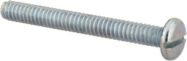 Value Collection - #10-24 UNC, 1-3/4" Length Under Head Slotted Drive Machine Screw - Pan Head, Grade J82 Steel, Zinc-Plated Finish, Without Washer - Exact Tooling