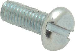 Value Collection - #10-32 UNF, 1/2" Length Under Head Slotted Drive Machine Screw - Pan Head, Grade J82 Steel, Zinc-Plated Finish, Without Washer - Exact Tooling