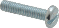 Value Collection - #10-32 UNF, 7/8" Length Under Head Slotted Drive Machine Screw - Pan Head, Grade J82 Steel, Zinc-Plated Finish, Without Washer - Exact Tooling