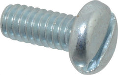 Value Collection - 1/4-20 UNC, 5/8" Length Under Head Slotted Drive Machine Screw - Pan Head, Grade J82 Steel, Zinc-Plated Finish, Without Washer - Exact Tooling