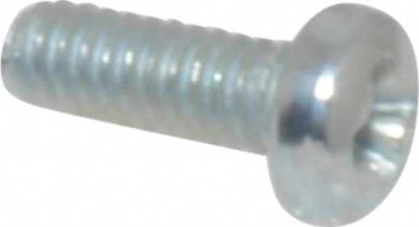 Value Collection - #2-56 UNC, 1/4" Length Under Head Phillips Drive Machine Screw - Pan Head, Grade 2 Steel, Zinc-Plated Finish, Without Washer - Exact Tooling