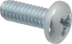 Value Collection - #8-32 UNC, 7/16" Length Under Head Phillips Drive Machine Screw - Pan Head, Grade 2 Steel, Zinc-Plated Finish, Without Washer - Exact Tooling