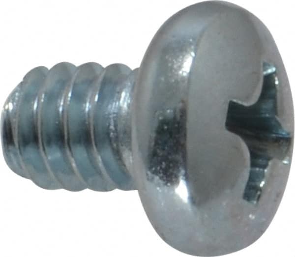 Value Collection - #10-24 UNC, 1/4" Length Under Head Phillips Drive Machine Screw - Pan Head, Grade 2 Steel, Zinc-Plated Finish, Without Washer - Exact Tooling