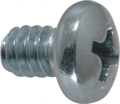 Value Collection - #10-24 UNC, 1/4" Length Under Head Phillips Drive Machine Screw - Pan Head, Grade 2 Steel, Zinc-Plated Finish, Without Washer - Exact Tooling