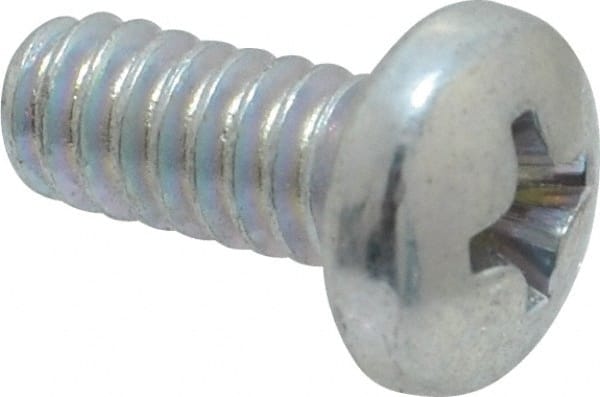 Value Collection - #10-24 UNC, 7/16" Length Under Head Phillips Drive Machine Screw - Pan Head, Grade J82 Steel, Zinc-Plated Finish, Without Washer - Exact Tooling