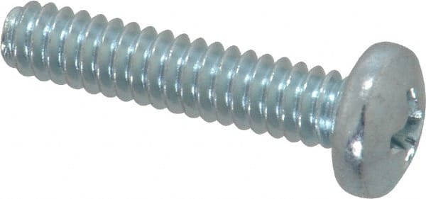 Value Collection - #10-24 UNC, 7/8" Length Under Head Phillips Drive Machine Screw - Pan Head, Grade 2 Steel, Zinc-Plated Finish, Without Washer - Exact Tooling