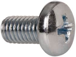 Value Collection - #10-32 UNF, 3/8" Length Under Head Phillips Drive Machine Screw - Pan Head, Grade J82 Steel, Zinc-Plated Finish, Without Washer - Exact Tooling