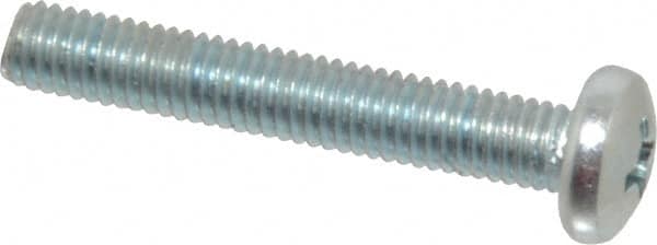 Value Collection - #10-32 UNF, 1-1/4" Length Under Head Phillips Drive Machine Screw - Pan Head, Grade 2 Steel, Zinc-Plated Finish, Without Washer - Exact Tooling