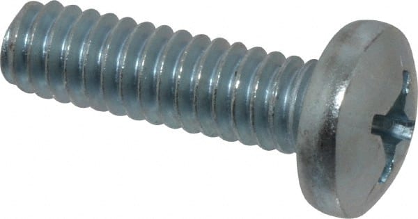 Value Collection - 1/4-20 UNC, 7/8" Length Under Head Phillips Drive Machine Screw - Pan Head, Grade 2 Steel, Zinc-Plated Finish, Without Washer - Exact Tooling