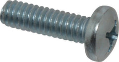 Value Collection - 1/4-20 UNC, 7/8" Length Under Head Phillips Drive Machine Screw - Pan Head, Grade 2 Steel, Zinc-Plated Finish, Without Washer - Exact Tooling