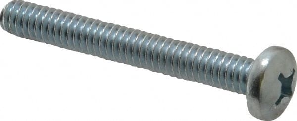 Value Collection - 1/4-20 UNC, 2" Length Under Head Phillips Drive Machine Screw - Pan Head, Grade 2 Steel, Zinc-Plated Finish, Without Washer - Exact Tooling