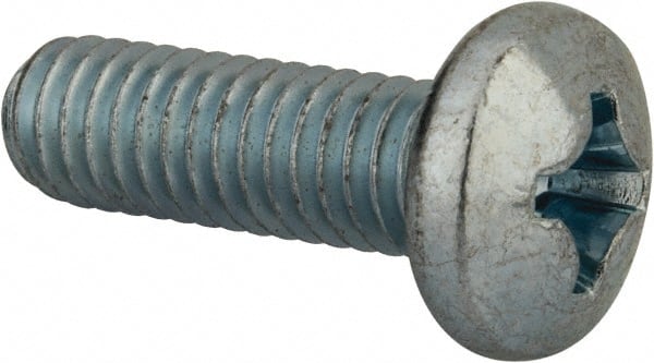 Value Collection - 5/16-18 UNC, 1" Length Under Head Phillips Drive Machine Screw - Pan Head, Grade 2 Steel, Zinc-Plated Finish, Without Washer - Exact Tooling