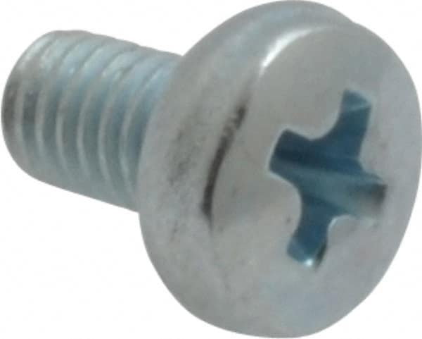 Value Collection - M3x0.50, 5mm Length Under Head Phillips Drive Machine Screw - Pan Head, Grade 4.8 Steel, Zinc-Plated Finish, Without Washer - Exact Tooling