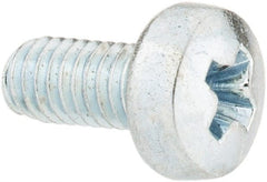 Value Collection - M3x0.50, 6mm Length Under Head Phillips Drive Machine Screw - Pan Head, Grade 4.8 Steel, Zinc-Plated Finish, Without Washer - Exact Tooling