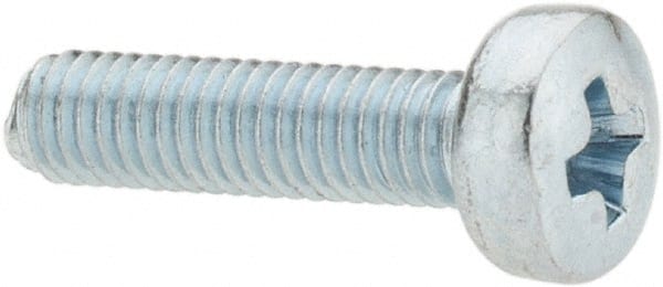 Value Collection - M3x0.50, 12mm Length Under Head Phillips Drive Machine Screw - Pan Head, Grade 4.8 Steel, Zinc-Plated Finish, Without Washer - Exact Tooling