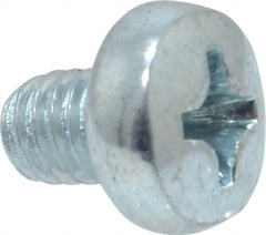 Value Collection - M4x0.70, 5mm Length Under Head Phillips Drive Machine Screw - Pan Head, Grade 4.8 Steel, Zinc-Plated Finish, Without Washer - Exact Tooling