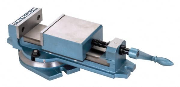 Palmgren - 6" Jaw Width, 6" Jaw Opening Capacity, Horizontal Swivel Machine Vise - Manual Operation, 1 Station, 20-1/8" Long x 2" Deep, 2-1/8" Jaw Height - Exact Tooling