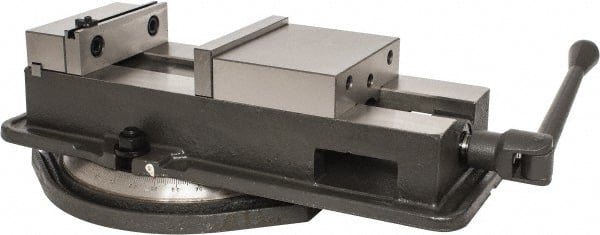 Palmgren - 6" Jaw Width, 8-3/4" Jaw Opening Capacity, Horizontal Swivel Machine Vise - Manual Operation, 1 Station, 19-1/2" Long x 1-3/4" Deep, 1-5/8" Jaw Height - Exact Tooling