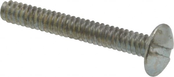 Value Collection - #6-32 UNC, 1" Length Under Head Slotted Drive Machine Screw - Truss Head, Grade 2 Steel, Zinc-Plated Finish, Without Washer - Exact Tooling