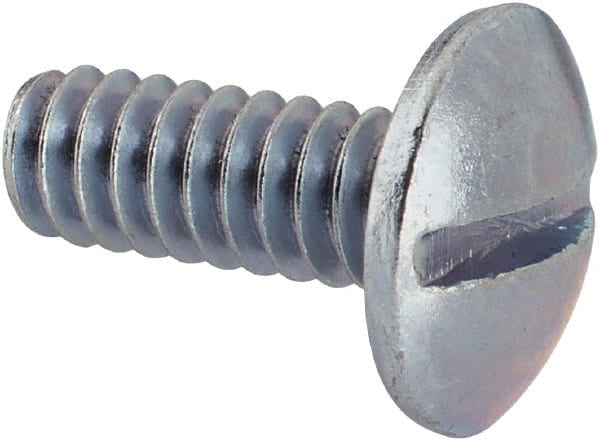 Value Collection - #10-24 UNC, 1/2" Length Under Head Slotted Drive Machine Screw - Truss Head, Grade 2 Steel, Zinc-Plated Finish, Without Washer - Exact Tooling