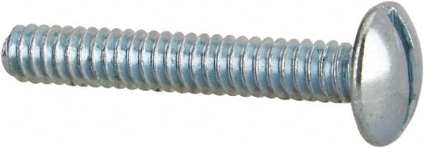 Value Collection - #10-24 UNC, 1-1/4" Length Under Head Slotted Drive Machine Screw - Truss Head, Grade 2 Steel, Zinc-Plated Finish, Without Washer - Exact Tooling