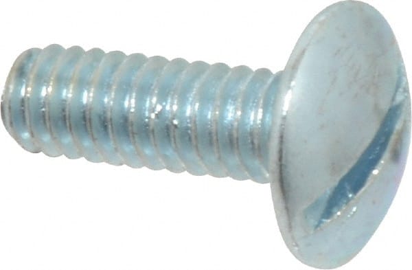 Value Collection - 1/4-20 UNC, 3/4" Length Under Head Slotted Drive Machine Screw - Truss Head, Grade 2 Steel, Zinc-Plated Finish, Without Washer - Exact Tooling