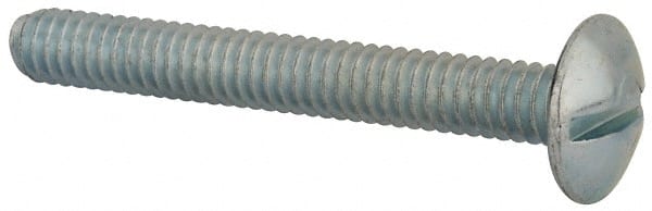 Value Collection - 1/4-20 UNC, 2" Length Under Head Slotted Drive Machine Screw - Truss Head, Grade 2 Steel, Zinc-Plated Finish, Without Washer - Exact Tooling