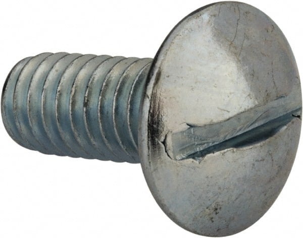 Value Collection - 5/16-18 UNC, 3/4" Length Under Head Slotted Drive Machine Screw - Truss Head, Grade J82 Steel, Zinc-Plated Finish, Without Washer - Exact Tooling