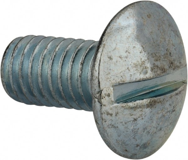 Value Collection - 3/8-16 UNC, 3/4" Length Under Head Slotted Drive Machine Screw - Truss Head, Grade 2 Steel, Zinc-Plated Finish, Without Washer - Exact Tooling