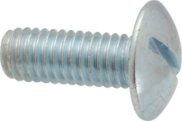 Value Collection - 3/8-16 UNC, 1" Length Under Head Slotted Drive Machine Screw - Truss Head, Grade 2 Steel, Zinc-Plated Finish, Without Washer - Exact Tooling