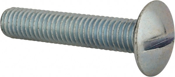 Value Collection - 3/8-16 UNC, 2" Length Under Head Slotted Drive Machine Screw - Truss Head, Grade 2 Steel, Zinc-Plated Finish, Without Washer - Exact Tooling