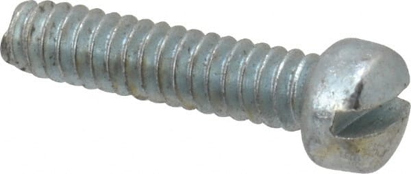Value Collection - #6-32 UNC, 5/8" Length Under Head Slotted Drive Machine Screw - Fillister Head, Grade J82 Steel, Zinc-Plated Finish, Without Washer - Exact Tooling