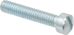 Value Collection - #8-32 UNC, 7/8" Length Under Head Slotted Drive Machine Screw - Fillister Head, Grade J82 Steel, Zinc-Plated Finish, Without Washer - Exact Tooling