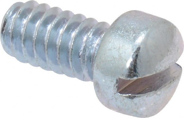 Value Collection - #10-24 UNC, 3/8" Length Under Head Slotted Drive Machine Screw - Fillister Head, Grade 2 Steel, Zinc-Plated Finish, Without Washer - Exact Tooling