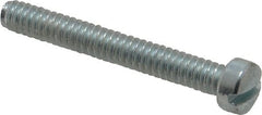 Value Collection - #10-24 UNC, 1-1/2" Length Under Head Slotted Drive Machine Screw - Fillister Head, Grade J82 Steel, Zinc-Plated Finish, Without Washer - Exact Tooling