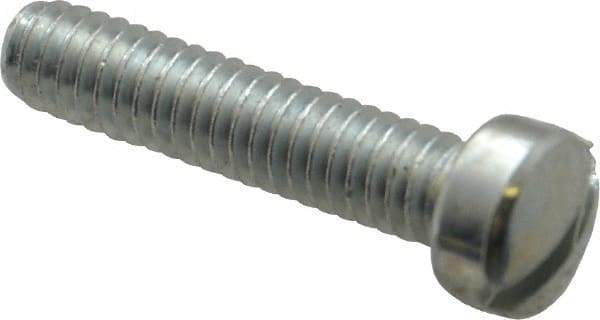 Value Collection - #12-24 UNC, 1" Length Under Head Slotted Drive Machine Screw - Fillister Head, Grade J82 Steel, Zinc-Plated Finish, Without Washer - Exact Tooling