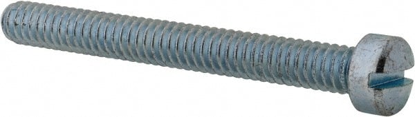 Value Collection - 1/4-20 UNC, 2-1/4" Length Under Head Slotted Drive Machine Screw - Fillister Head, Grade 2 Steel, Zinc-Plated Finish, Without Washer - Exact Tooling