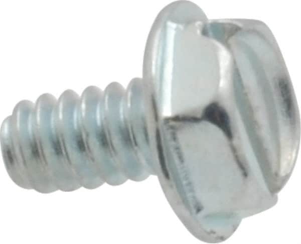 Value Collection - #6-32 UNC, 1/4" OAL Slotted Drive Machine Screw - Hex Washer Head, Grade J82 Steel, Zinc-Plated Finish, Without Washer - Exact Tooling