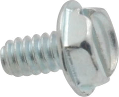 Value Collection - #6-32 UNC, 1/4" OAL Slotted Drive Machine Screw - Hex Washer Head, Grade J82 Steel, Zinc-Plated Finish, Without Washer - Exact Tooling
