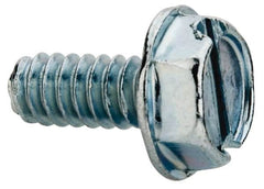 Value Collection - #6-32 UNC, 5/16" OAL Slotted Drive Machine Screw - Hex Washer Head, Grade J82 Steel, Zinc-Plated Finish, Without Washer - Exact Tooling