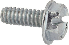 Value Collection - #6-32 UNC, 3/8" OAL Slotted Drive Machine Screw - Hex Washer Head, Grade J82 Steel, Zinc-Plated Finish, Without Washer - Exact Tooling