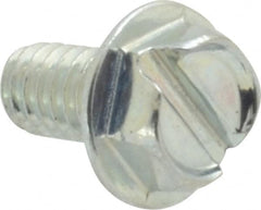 Value Collection - #8-32 UNC, 5/16" OAL Slotted Drive Machine Screw - Hex Washer Head, Grade J82 Steel, Zinc-Plated Finish, Without Washer - Exact Tooling