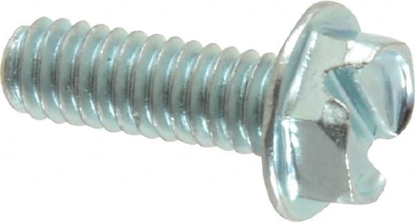 Value Collection - #8-32 UNC, 1/2" OAL Slotted Drive Machine Screw - Hex Washer Head, Grade J82 Steel, Zinc-Plated Finish, Without Washer - Exact Tooling