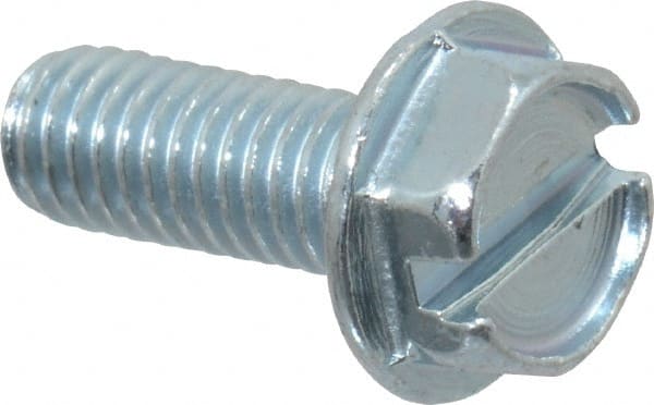 Value Collection - #10-32 UNF, 1/2" OAL Slotted Drive Machine Screw - Hex Washer Head, Grade J82 Steel, Zinc-Plated Finish, Without Washer - Exact Tooling