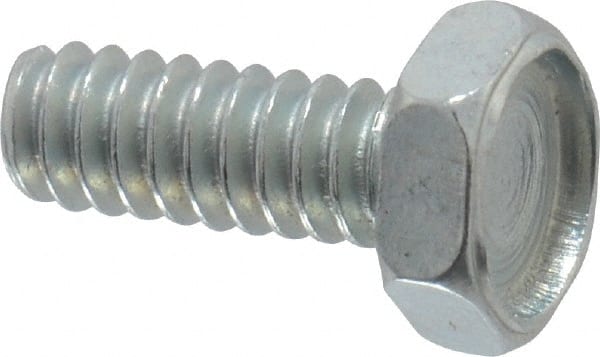 Value Collection - #6-32 UNC, 3/8" Length Under Head Hex Drive Machine Screw - Hex Head, Grade J82 Steel, Zinc-Plated Finish, Without Washer - Exact Tooling