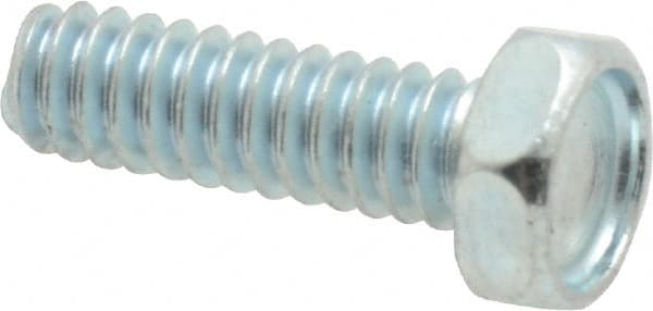 Value Collection - #10-24 UNC, 5/8" Length Under Head Hex Drive Machine Screw - Hex Head, Grade J82 Steel, Zinc-Plated Finish, Without Washer - Exact Tooling