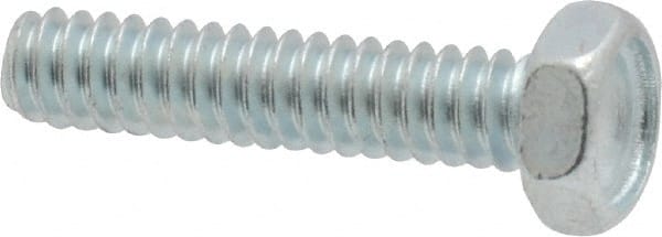 Value Collection - #10-24 UNC, 7/8" Length Under Head Hex Drive Machine Screw - Hex Head, Grade 2 Steel, Zinc-Plated Finish, Without Washer - Exact Tooling