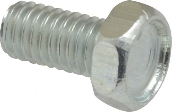 Value Collection - #10-32 UNF, 3/8" Length Under Head Hex Drive Machine Screw - Hex Head, Grade J82 Steel, Zinc-Plated Finish, Without Washer - Exact Tooling